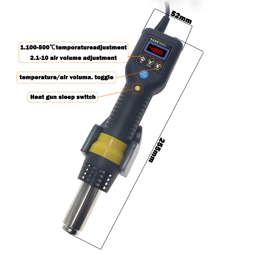 KADA 835D 8858i Hot Air Gun Portable LED Display Rework Station Heat Gun Hair Dryer Temperature Adjustable Welding Station