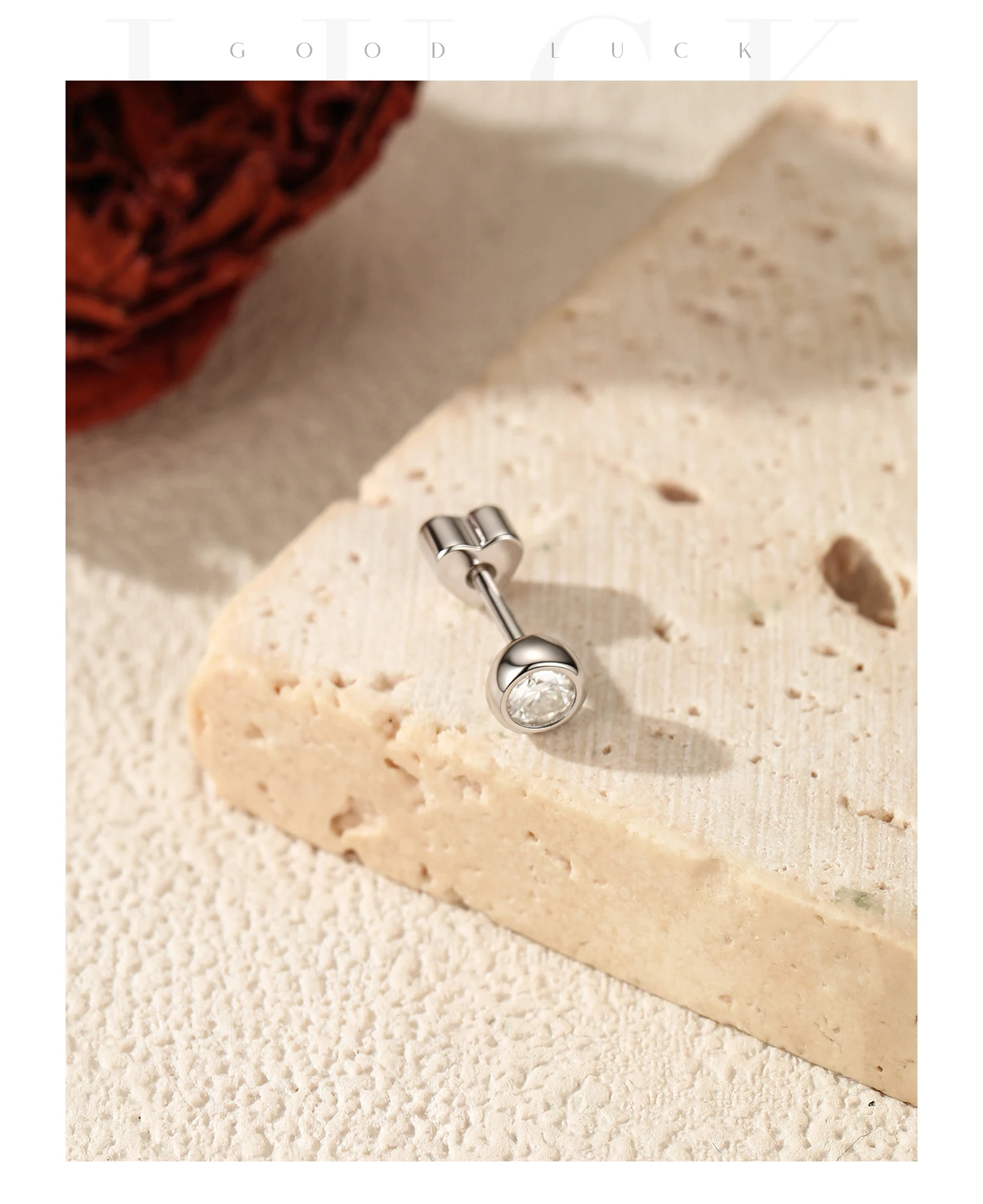 MODIAN Ohrstecker mit Moissanit-Fassung, 925er Sterlingsilber, kleine Herz-Schraubohrringe für Damen und Herren, edler Schmuck – Detail 15