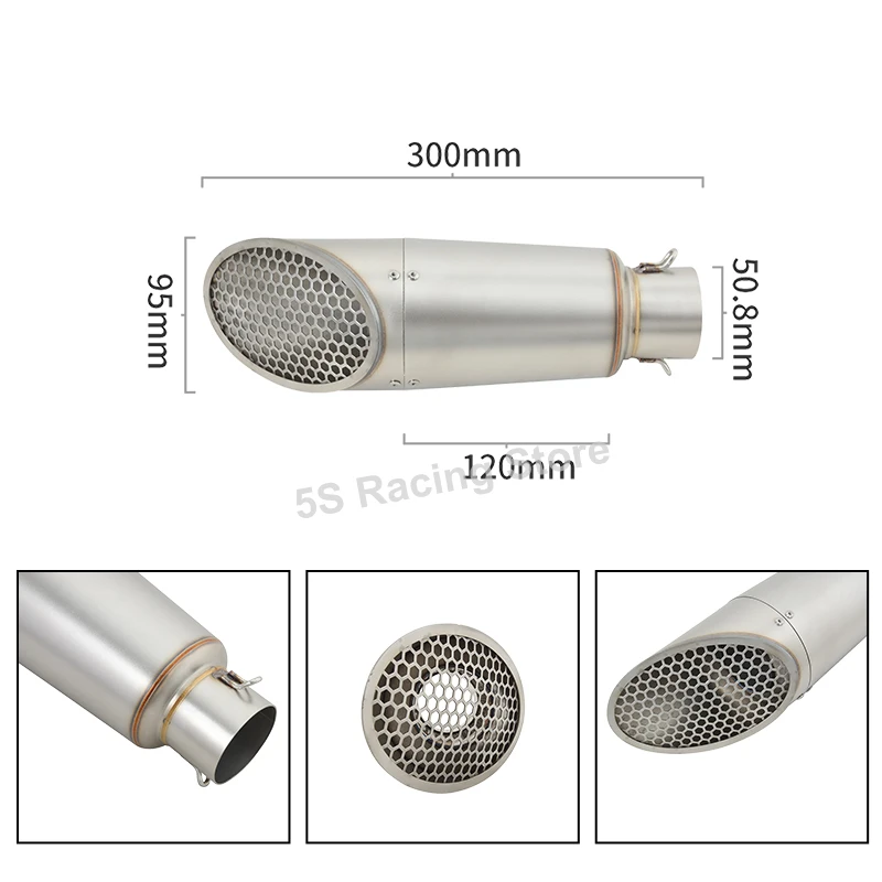 Universal 51MM Motorcycle Grid Mesh Exhaust Escape Modify Muffler Pipe DB Killer For MT07 MT09 Z900 RC390 ZX4R S1000RR Stainles - Image 4