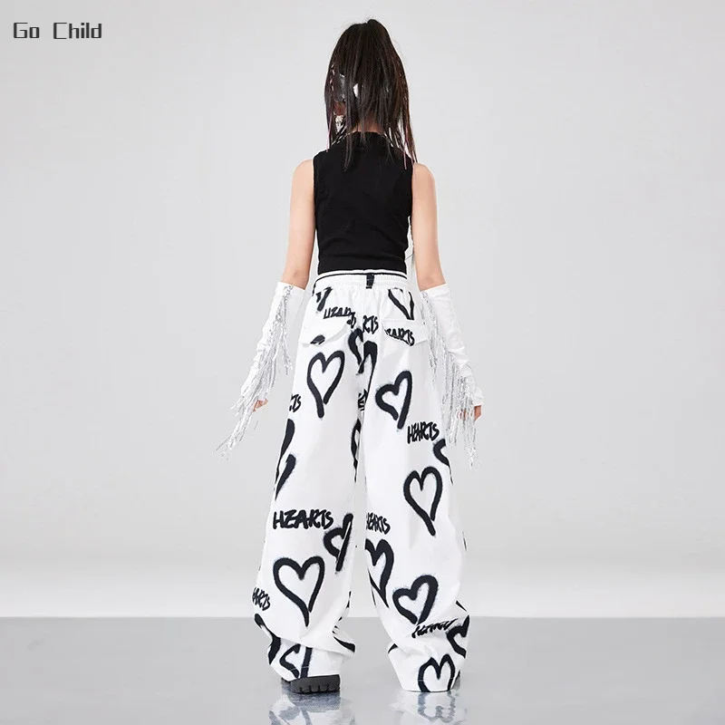 Kids Cosplay Costume Hip Hop K-pop Crop Top Street Dance Love Cargo Pants Girls Streetwear Joggers Child Jazz Costumes