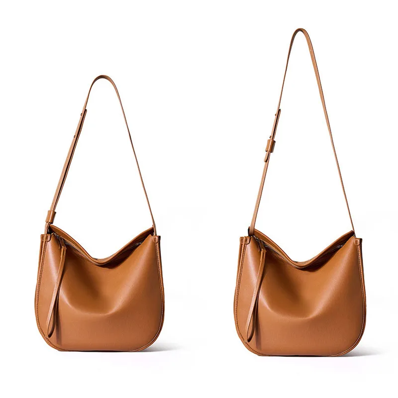 Lazy Style Big Bag cowhide leather bag luxury handbags Casual Large Capacity Shoulder Crossbody Bag Solid Color Women's Bag