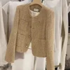 2024 Spring Autumn New High-end Elegant Feel Cropped Jacket For Women Crew Neck Socialite Styletweed Style 2