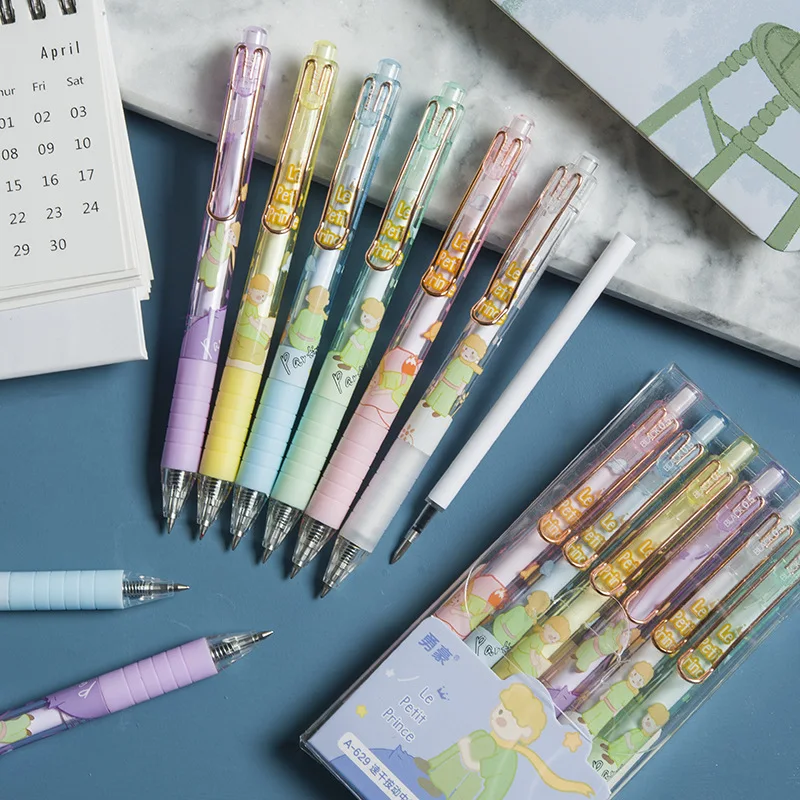 

60 pcs/lot Kawaii Little Prince Clip Gel Pen Cute 0.5mm black ink Signature Pens School Office Writing Supplies Stationery gift