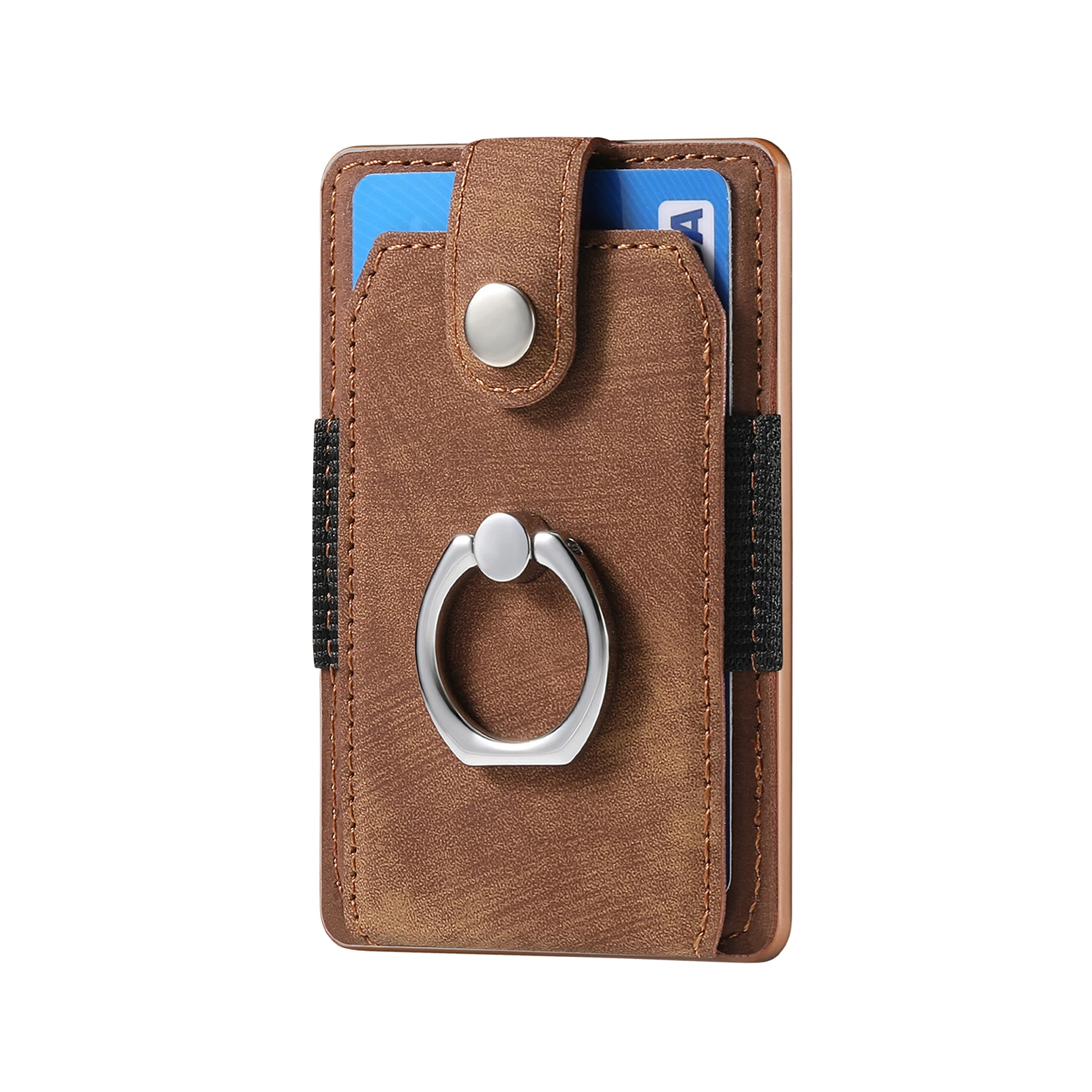 Adhesive Ring Buckle Phone Stand with Card Holder and Desktop Support, Multifunctional and Portable