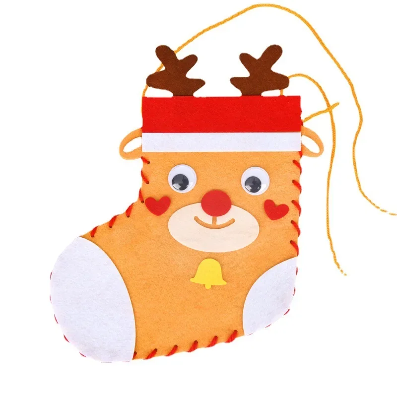 Puzzle Toys Craft Toys Kids DIY Christmas Socks Material Kit Puzzle Game Handmade Toy Early Learning Educational Toy for Children Craft Gift Xmas Decor