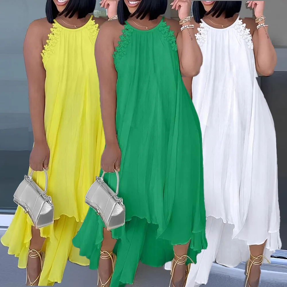 

Новинка, летнее сексуальное кружевное платье AOSKM2023 S10557 в европейском и американском стиле, с бретельками и асимметричным подолом