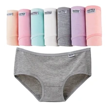7Pcs/Lot Plus Size Underwear Women's Panties Cotton Girl Briefs Sexy Lingeries Shorts Underpant Solid Panty Female Intimates 4XL