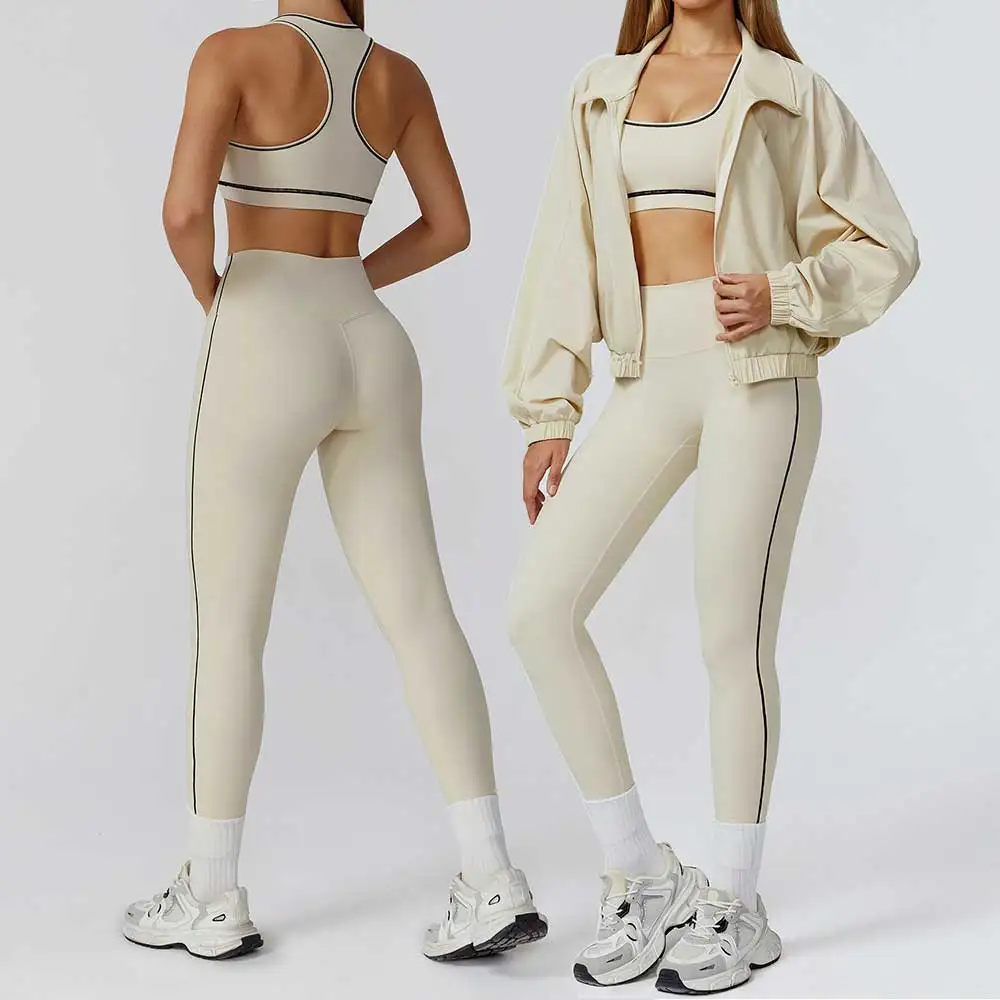“Madelaine” Sexy Activewear Set with Zip Up Jacket