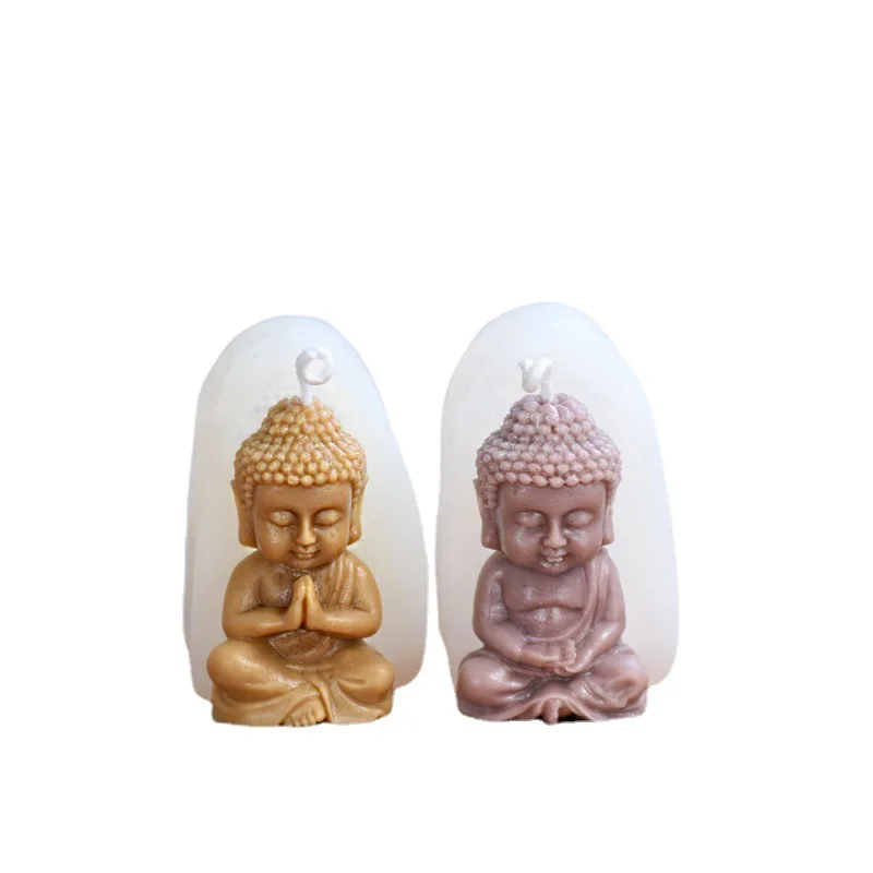 Silicone candle mold Little Buddha Candle Silicone Mold DIY Amitabha Buddha Shape Chinese Elements Handmade Candle Decoration