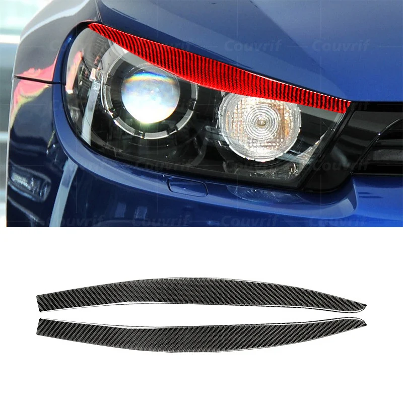 

Carbon Headlight Eyebrow Strip Car Head Light Lamp Decoration Sticker Decal Cover Trim For VW Scirocco 137 138 MK3 R Accessories