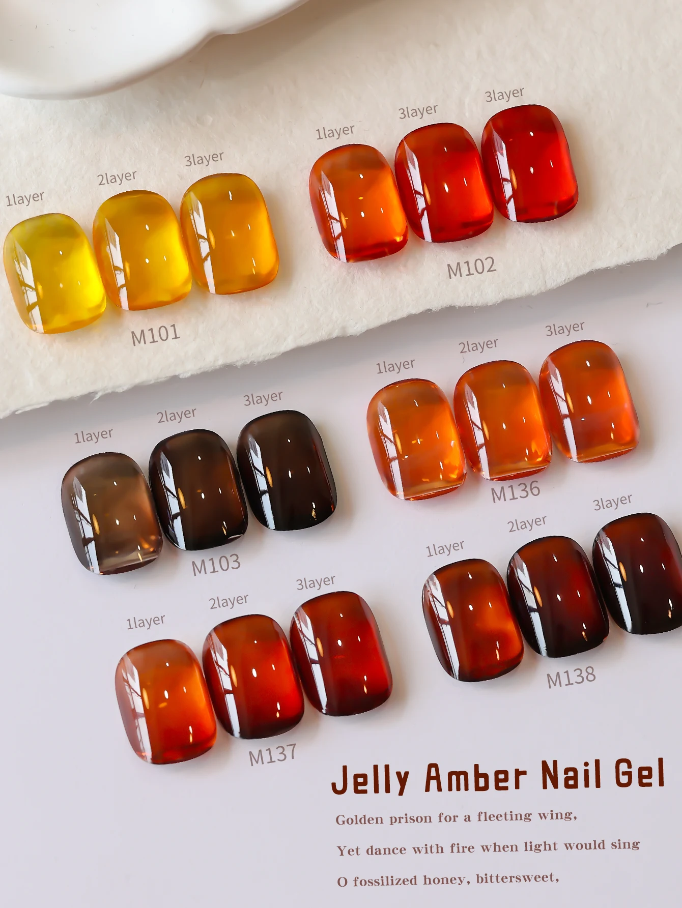 6 Stück 15ml Hochtransparentes Bernstein-Braunes Gel-Nagellack-Set UV-LED Herbst und Winter Beliebter Semi-Permanenter Gel-Nagellack – Detail 5