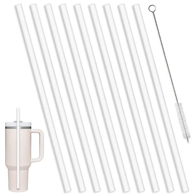 6Pcs Replacement Straws With Brush Compatible For Stanley 40oz Tumbler Plastic Clear Reusable Travel Tumbler Ice Cup Straw Kits 2