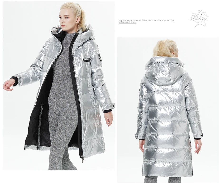ICEbear-Lengthened Down Jacket for Women, Casual and Slim, Long Brand, Ladies Parkas, GWY22527D, New for Winter, 2023