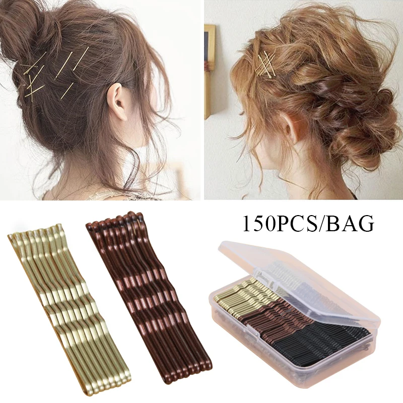 

150Pcs/Box 5cm Bobby Pins Barrettes Metal Hair Clips Simple Black Gold Hair Clip DIY Bridal Hair Styling Tools Hair Accessories