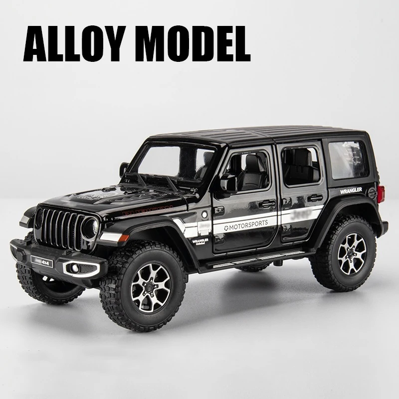 1:22 Jeeps Wrangler Rubicon Alloy Diecasts & Toy Vehicles Metal Toy Car Model Sound and light Pull back Collection Kids Toy Gift 3