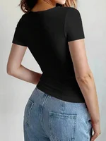 Nouveauté Été 2026 : Hauts Y2K pour femmes, T-shirts basiques décontractés à col rond et manches courtes, Crop tops mignons et ajustés, Pulls 2