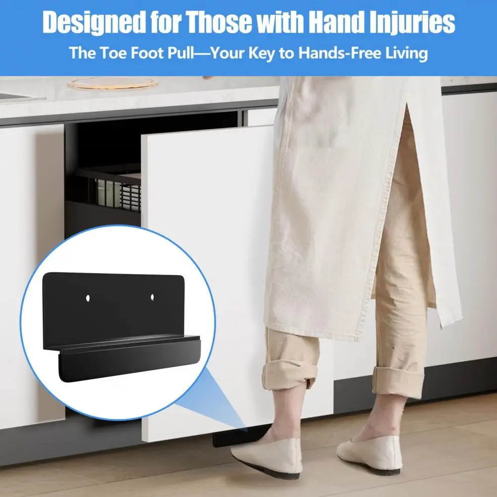 1/2Pcs Trash Cabinet Foot Handle Metal Hands-free Screw Mounted Kitchen Cabinet Door Edge Trash Drawer Foot Pull Handle