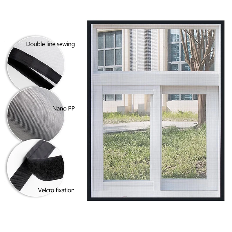 Mosquito Net Anti Mosquito Window Screens Self-adhesive Reusable Washable Mesh Summer