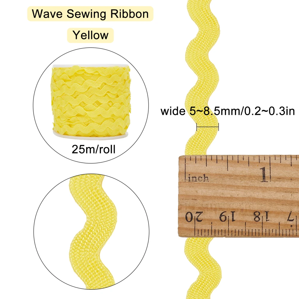 Nastro Onda Cucito Frange 5mm - 25m Rotolo Rosso Per Craft E Sarto