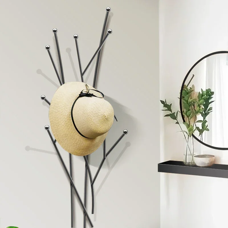 Scandinavian No-Drill Wall Coat Rack Luxury Bedroom Living Room Space Saving Hanging Hooks Modern Apartment Entryway Decor