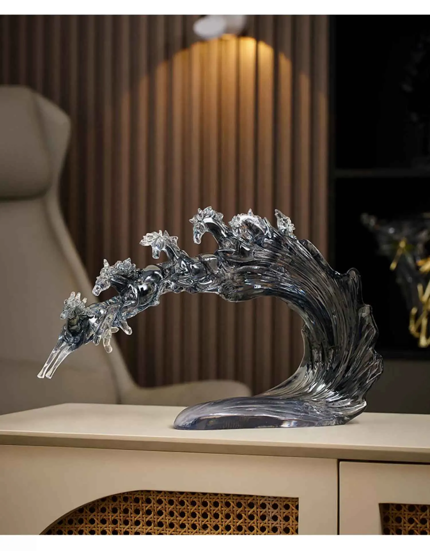 Transparente Harz Handwerk Pferd Skulptur Ornamente Wohnzimmer TV-Schrank Desktop-Dekoration kreative Kunstwerke Statue Geschenke – Detail 7