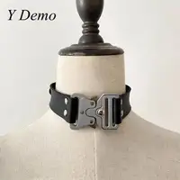 Y Demo Punk métal acier inoxydable boucle réglable tour de cou femmes Rock collier fête Techwear 1