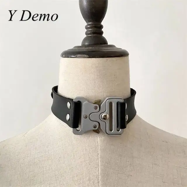 Y Demo Punk métal acier inoxydable boucle réglable tour de cou femmes Rock collier fête Techwear 1