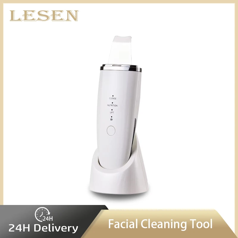 LESEN 24K Facial Cleaning Tool Facial Skin Scrubber Ion Deep Professional Golden Peeling Shovel With Water Tank Exfoliating
