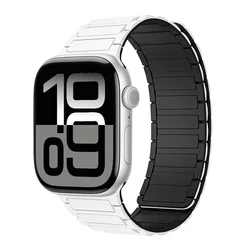 Premium Magnetic Silicone Strap for Ultra 49MM (White black)