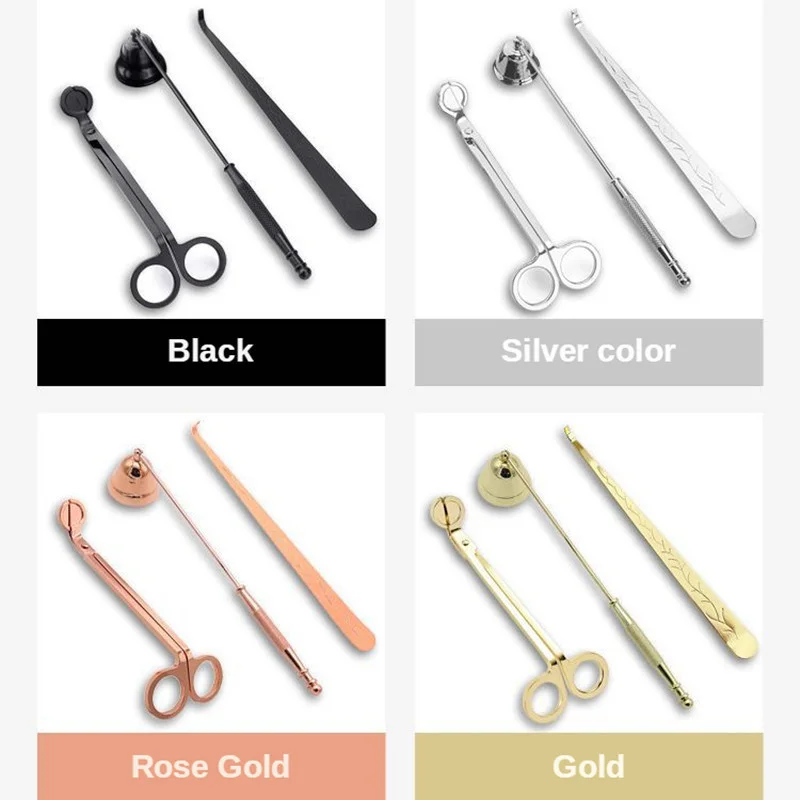3PCS Wick Trimmer Home Care Modern Candle Tool Set Rustproof Lovers Gift Snuffer Stainless Steel Portable Accessories