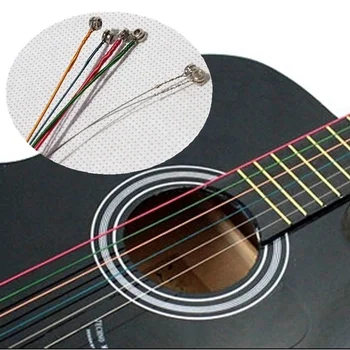 6pcs/set Rainbow Colorful Guitar Strings For Acoustic Folk Guitar Classic Guitar Multi Color 2
