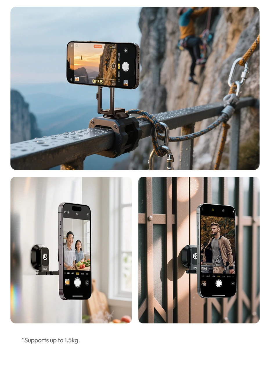 Magetic Phone Holder Phone Mount for iPhone 16 15 14 13 for 1/4'' Tripod Magic A