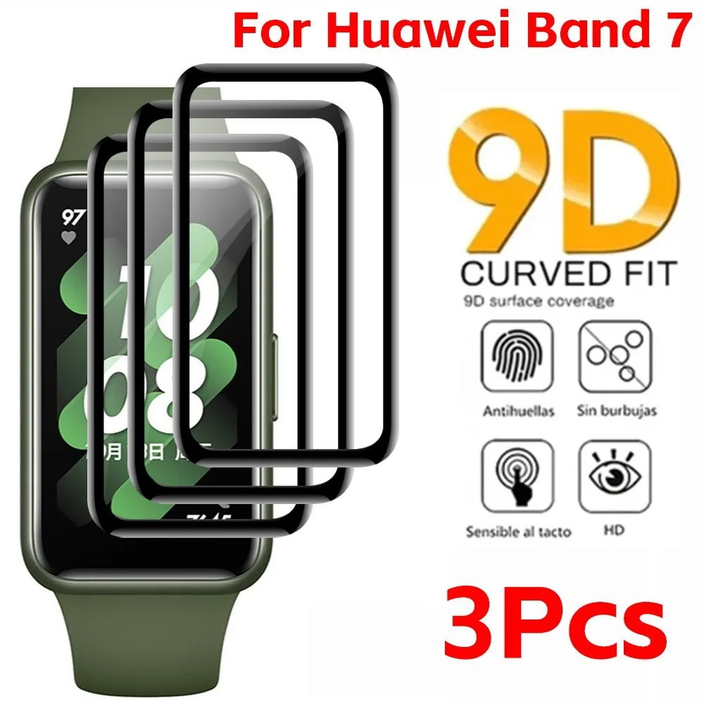 1-3pcs Protective Film for Huawei Band 7 Smart Watch Full Cover Screen Curved Soft Glass Protective Film Anti-Scratch Full Cover