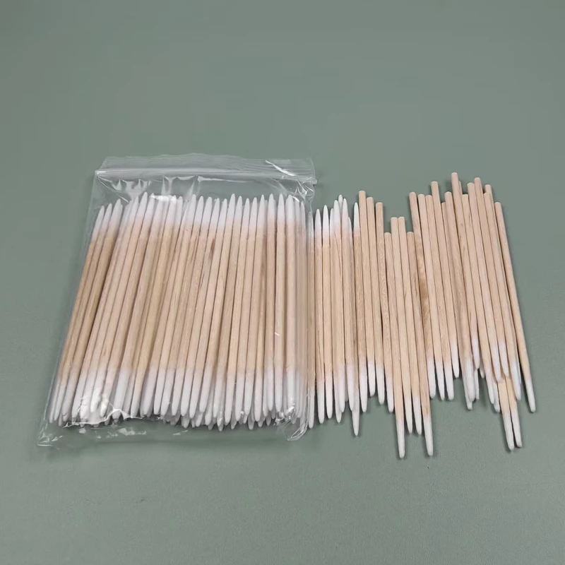 Pointy Tip Cotton Swab for Manicure Nail Art Tool Wooden Tip Stick Long 100/300pcs Tip Semi Permanent Embroidered Cotton Swabs 4