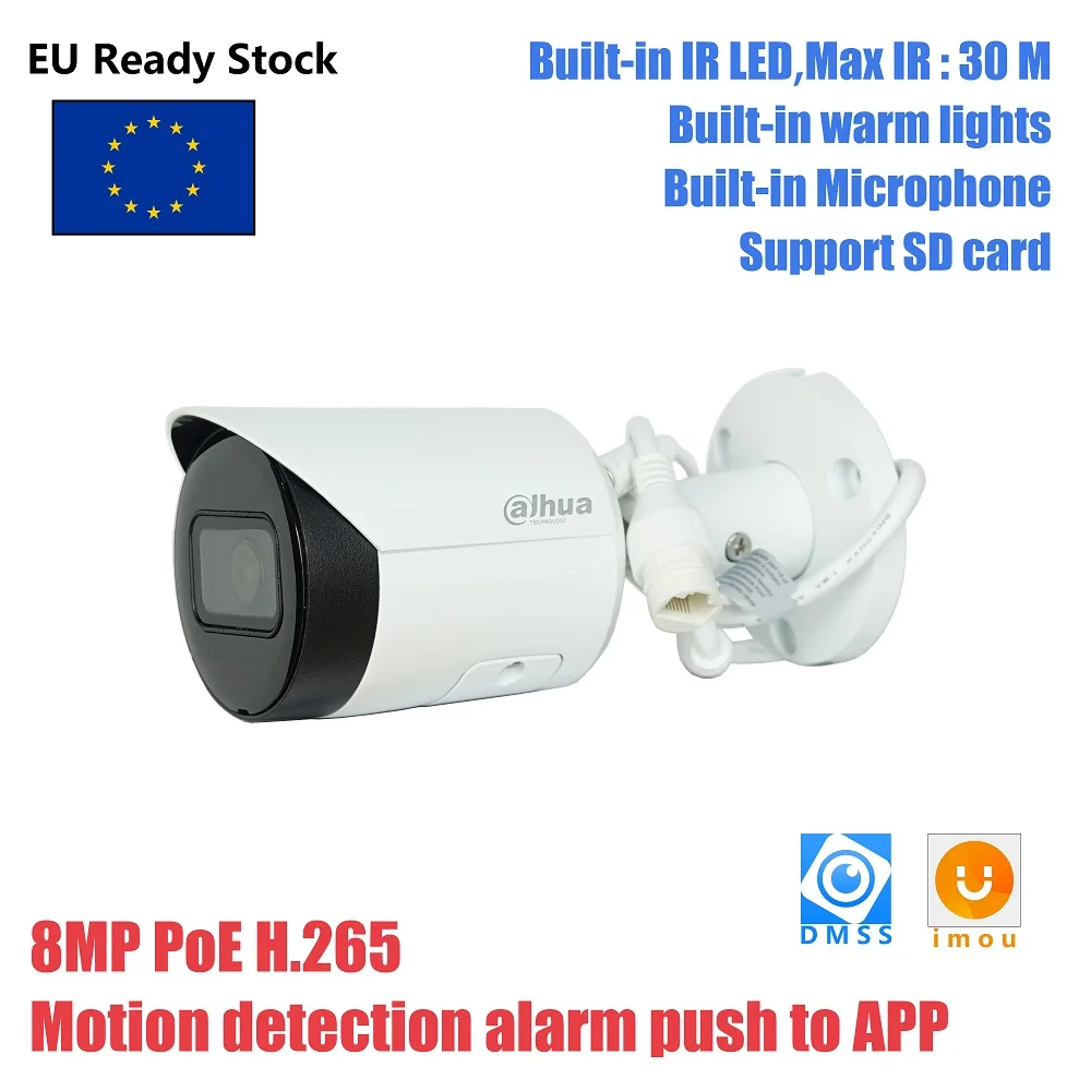 

Dahua original 8MP Lite IR Fixed-focal Bullet Network IP Camera HFW2831S-S-S2