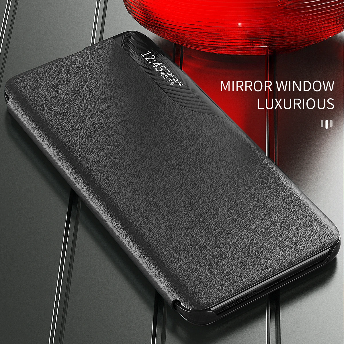 Premium Smart Window Flip Case - Magnetic Leather Cover