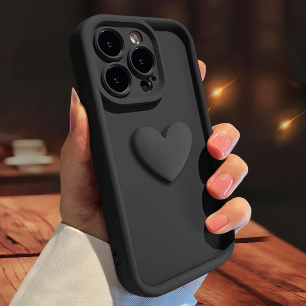 Cute Love Heart Matte Shockproof Phone Case with Enhanced Protection