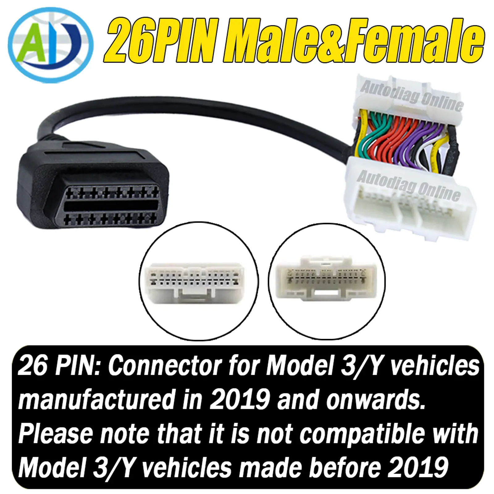 OBD2-Anschlusskabel für Tesla Model 3/Y, für X431 Scanner, OBD2-Diagnoseanschlusskabel, 20-Pin, 26-Pin, für Tesla Model X/S – Detail 12