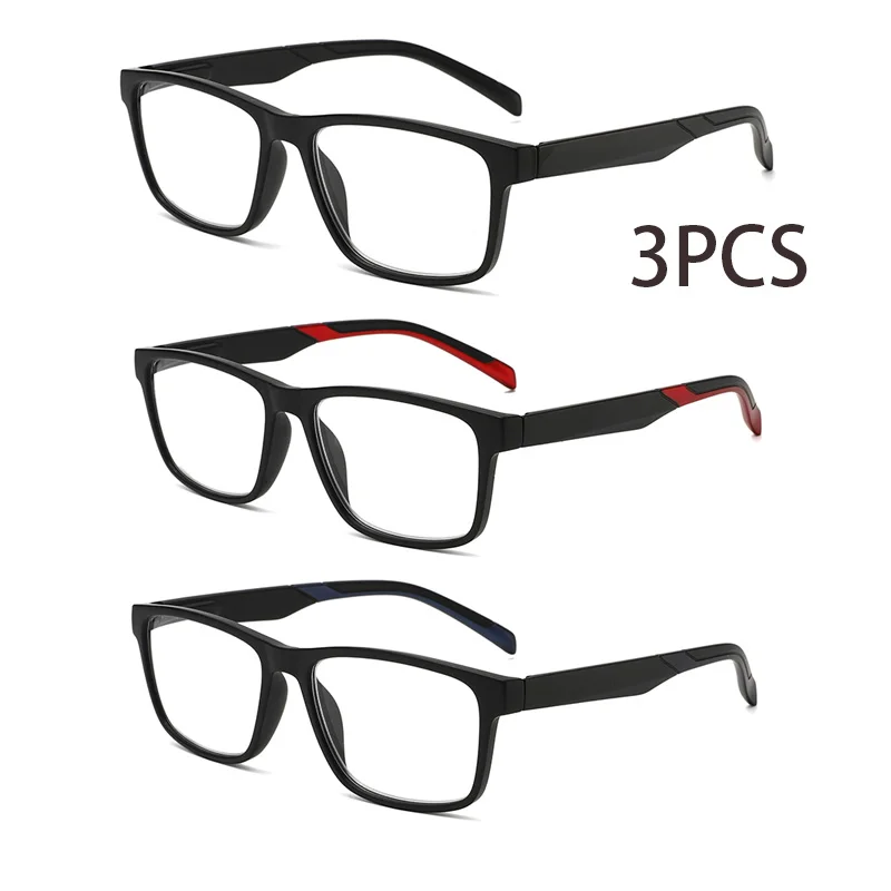 Set of 3 Trendy Square Frame Blue Light Blocking Glasses
