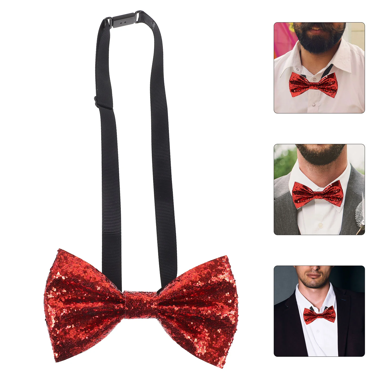 

Tuxedo Bowties Performance Banquet Children's Single Adult British Glitter Pu Color Adjustable (red) Flash Pre Tied Men