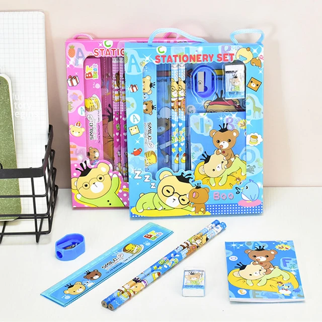 9pcs in a set Kawaii Cute Blue Bear kids stationery sets for