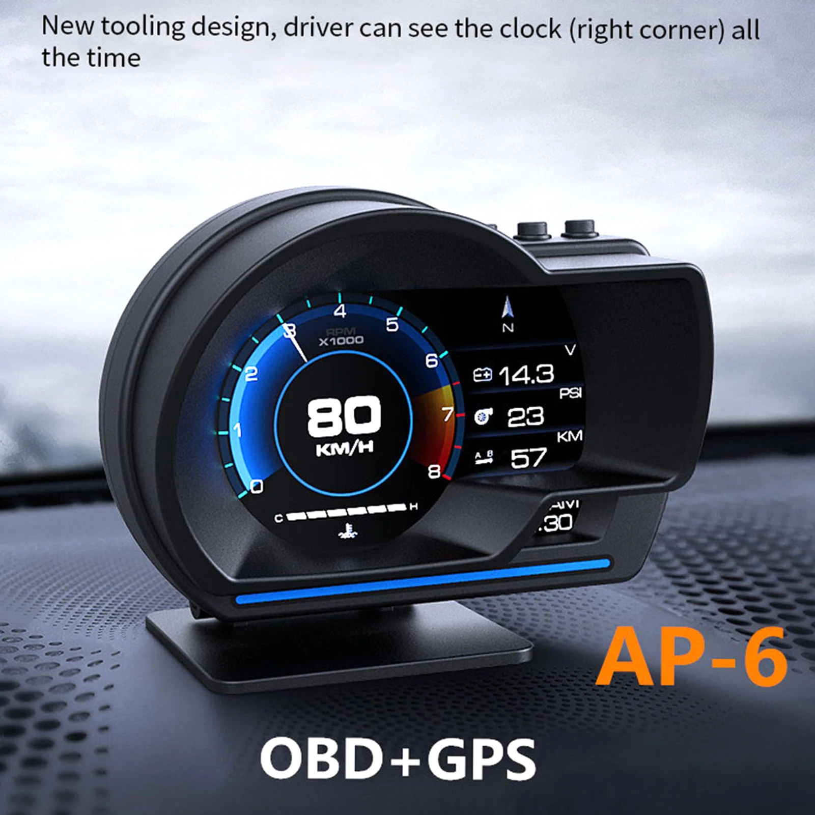 Pantalla frontal de coche, velocímetro de alta definición, herramienta de diagnóstico de coche OBDII + GPS, eliminación de código de fallos OBD inteligente 1