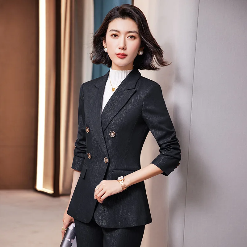 High Quality Fabric Formal Women Business Suits OL Styles Autumn Winter Pantsuits Professional Ladies Office Pants Suits Blazers