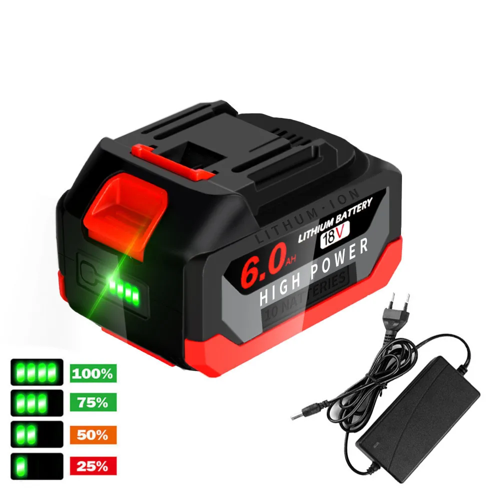 18V 6.0Ah Lithium Ion Rechargeable Battery High Capacity with LED Indicator For Makita Cordless Electric Power Tool Battery