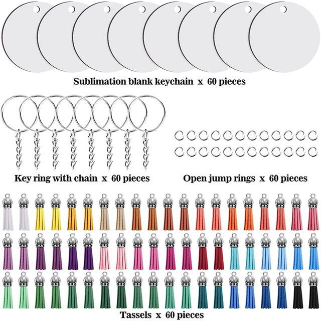 30PCS Sublimation Blanks Keychains Bulk Keychains Ornament Set