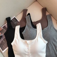 Haut court femmes Sexy hauts sans manche mode femme sous-vêtements dame Camisole fille basique T-shirt gilet Lingerie soutiens-gorge bustiers chaud 3