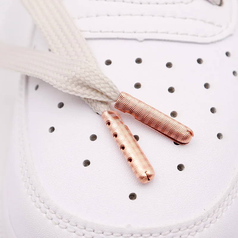 Coolstring Metal Aglets Luxury 23*4MM Wave Texture Engraved Tips Female Boot Canvas Shoelace Decoration Rose Golden Cordon Heads