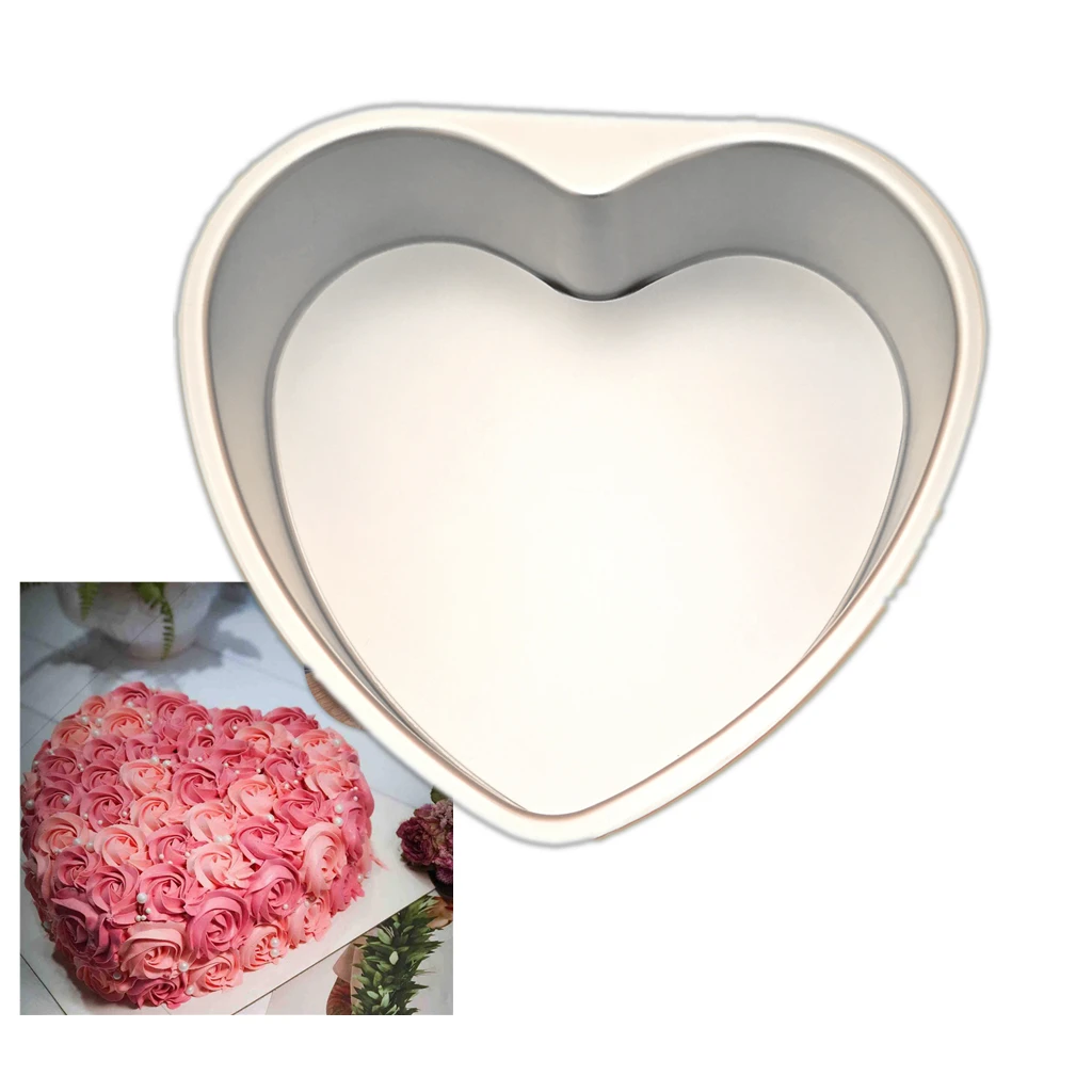 

6/8/10 Heart Shaped Cake Pan Removable Bottom Aluminum Alloy Chocolate Cake Pan Silver Tin Baking Mold Mould