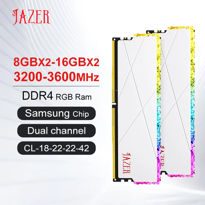 JAZER RGB RAM DDR4 8GB 16GB Память DDR4 8GBx2 16GBx2 3200MHz 3600MHz разгон производительности для рабочего стола