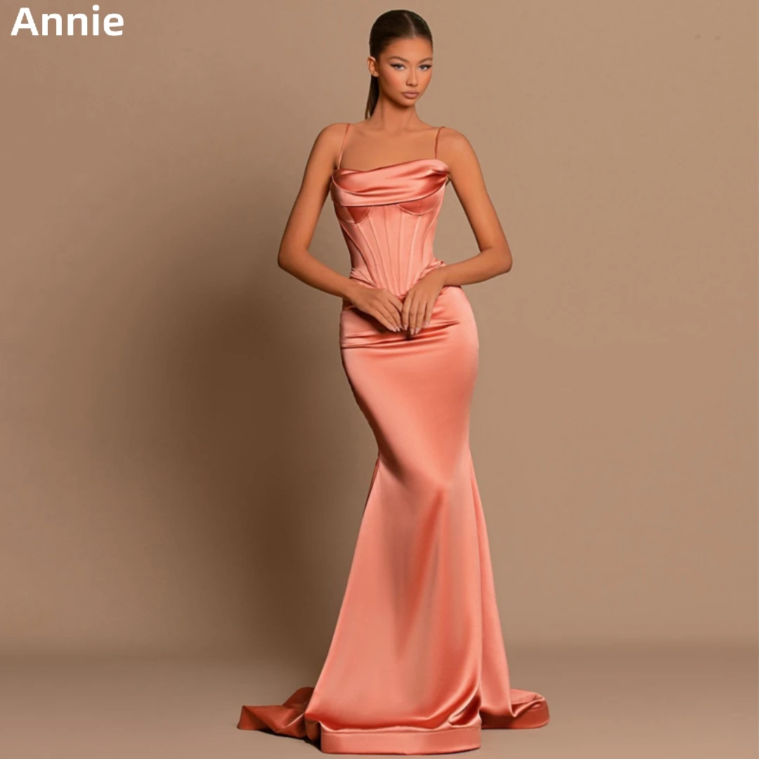 

Annie Simple Satin Prom Dressess Sexy Fishtail Cocktail Custom Evening Dress فساتين سهره فاخره Delicate Pink 2023